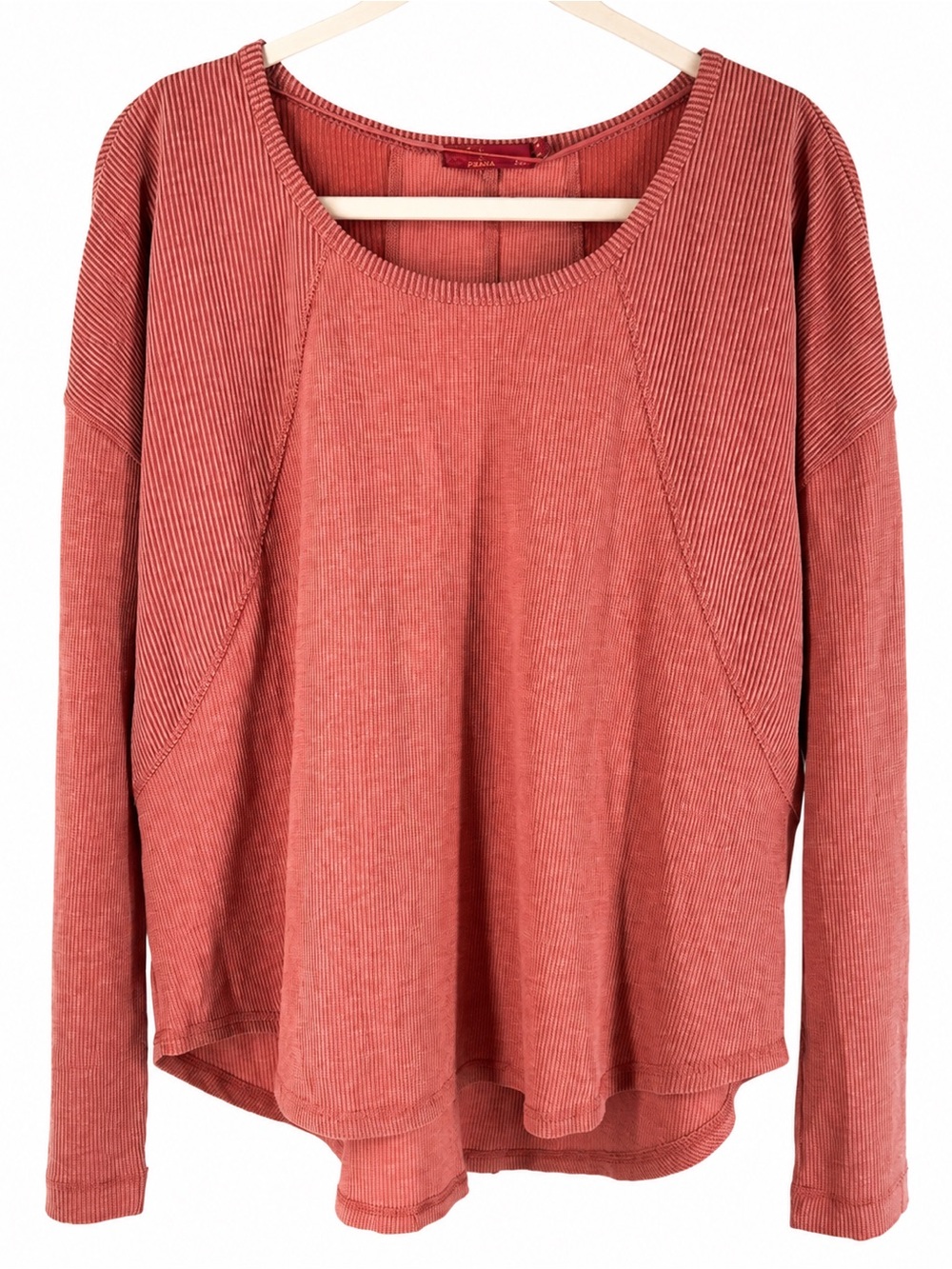 prAna Organic Cotton Waffle Thermal Knit Oversized Shirt Coral Pink XL